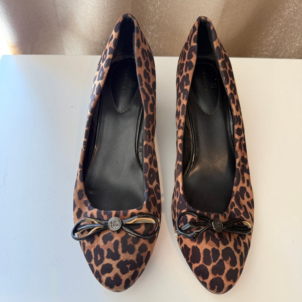 Bandolino Womens Leopard Print Wedge Pumps Brown Black Size 7.5 M